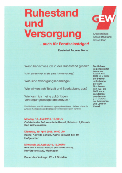 Ruhestand und Versorgung...auch für Berufseinsteiger!