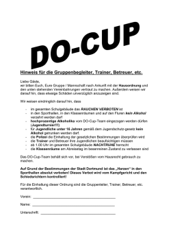 Hinweis f&uuml;r die Gruppenbegleiter, Trainer, Betreuer, etc. - Do-Cup