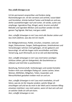 Herr, schaffe Schweigen in mir