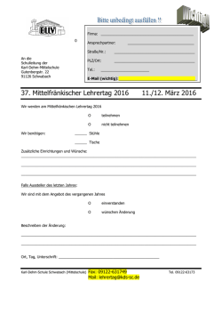 37. Mittelfränkischer Lehrertag 2016 11./12. März 2016