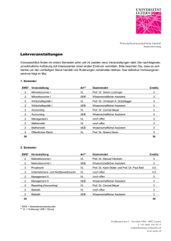 Die Veranstaltungen im &Uuml;berblick (unverbindliche Auflistung)