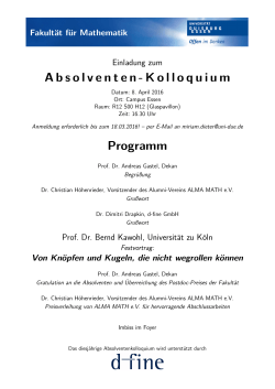 Absolventen-Kolloquium Programm - an der Universität Duisburg