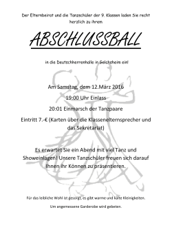 Abschlussball der 9. Klassen am 12.03. in Gelchsheim!
