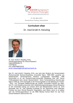 Curriculum vitae Dr. med Arndt-H. Kiessling - Symposium