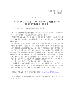 ロンジンワールドベストレースホースランキングの発表について