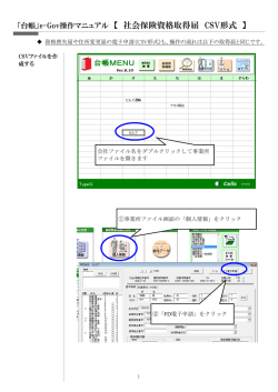 「台帳」e-Gov操作マニュアル 【 社会保険資格取得届 CSV形式 】