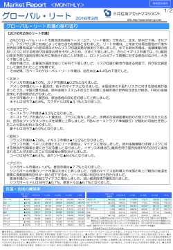 グローバル・リート市場の振り返り（2016年3月）