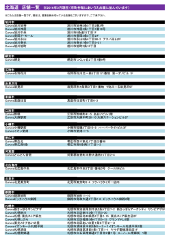 北海道 店舗一覧 ※2016年3月現在（市町村毎にあいうえお順に並んでい