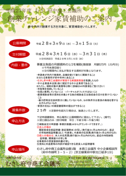 創業チャレンジ家賃補助のご案内