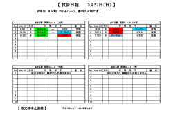 試合日程 3月27日（日）
