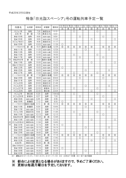 特急「日光詣スペーシア」号の運転列車予定はこちら！（PDF:69KB）