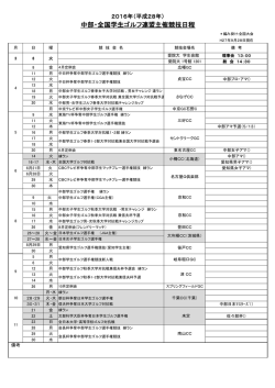 中部・全国学生ゴルフ連盟主催競技日程