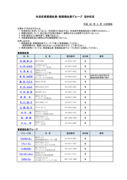 杉並区家庭福祉員・家庭福祉員グループ 空き状況
