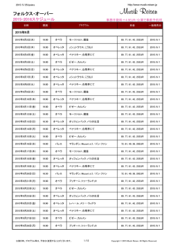 フォルクスオーパー公演スケジュール（2015/9～2016/06）