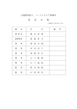 公益財団法人 ハートスクエア善通寺 役 員 名 簿