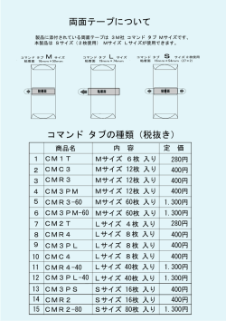 両面テープについて コマンド タブの種類（税抜き）