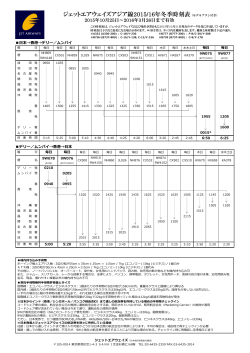 ジェットエアウェイズアジア線2015/16年冬季時刻表 (モデルプラン付き）