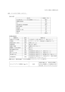 九州大日精化工業株式会社 品名 クールライフDX ホワイト 【成分表