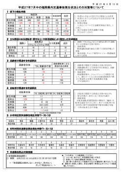 平成27年7月中の福岡県内交通事故発生状況とその対策