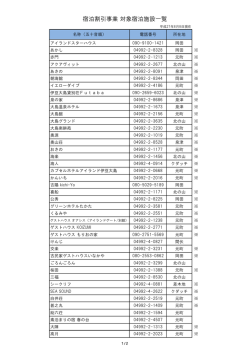 宿泊割引事業 対象宿泊施設一覧