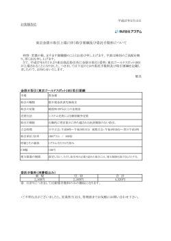東京金限日取引上場に伴う取引要綱及び委託手数料について