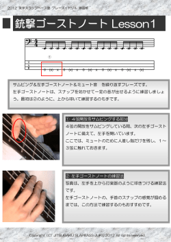 ① 4弦開放をサムピングする部分 4弦の開放をサムピングしている間