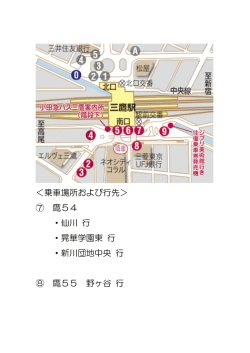 ＜乗車場所および行先＞ ⑦ 鷹54 ・仙川 行 ・晃華学園東 行 ・新川団地
