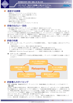 Reteaming - 株式会社日本能率協会コンサルティング