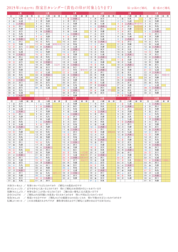 20ー5年(平成27年) 主旨定日カレンダー (黄色の印が対象となります) 昼