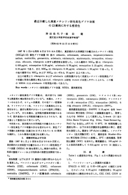 最近分離 した高度 メチシ リン耐性黄色ブ ドウ球菌 の13薬 剤に対す る