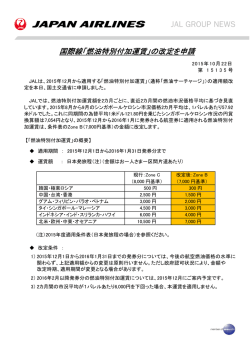 国際線「燃油特別付加運賃」の改定を申請