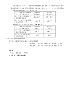 下記の料金表によって、ご契約者の要支援度に応じたサービス利用料金
