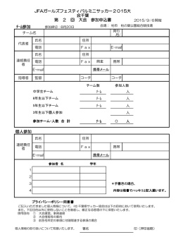 ﾁｰﾑ参加 個人参加 JFAガールズフェスティバルミニサッカー2015大 会