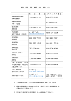 報 道 関 係 連 絡 先 電 話 番 号 フ ァ ッ ク ス 番 号 信濃毎日新聞社本社 編