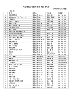 南新町商店街振興組合 組合員名簿