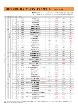 2015/16V・チャレンジリーグⅠ女子大会 日程表
