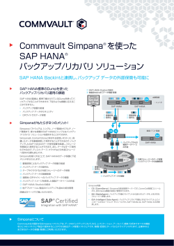 Commvault Simpana® を使った SAP HANA® バックアップ/リカバリ