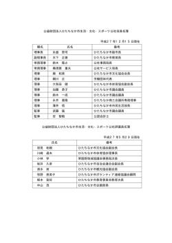 公益財団法人ひたちなか市生活・文化・スポーツ公社役員名簿 平成27年