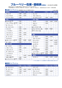 ブルーベリー在庫・価格表（消費税込）
