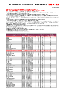 東芝 FlashAirカード SD-WD/WCシリーズ 動作確認機器一覧