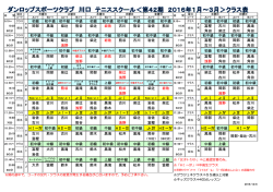 DSCインドアテニススクール 第42期（2016.1～3月)クラス表