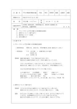 会 議 名 千代の郷運営推進会議 所長 明円 管理者 加藤 記録者 加藤