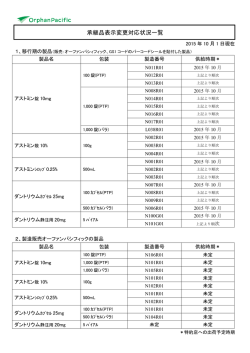 承継品表示変更対応状況一覧 - 株式会社オーファンパシフィック