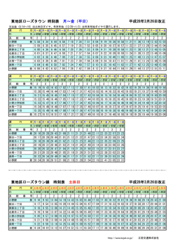 東地区ローズタウン 時刻表 月～金（平日） 平成27年3月14日