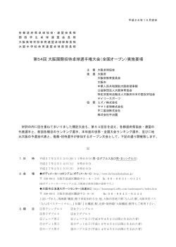 第54回 大阪国際招待卓球選手権大会（全国オープン）実施要項