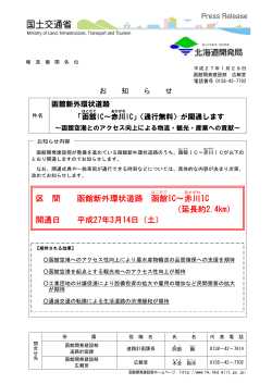 区 間 函館新外環状道路 函館 IC～赤川 IC 開通日