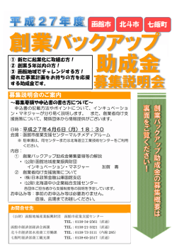 創業バックアップ助成金募集概要