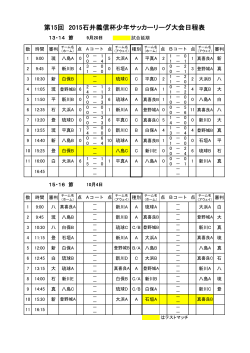 第15回 2015石井義信杯少年サッカーリーグ大会日程表