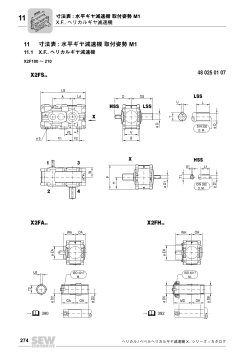 11 寸法表 : 水平ギヤ減速機取付姿勢 M1