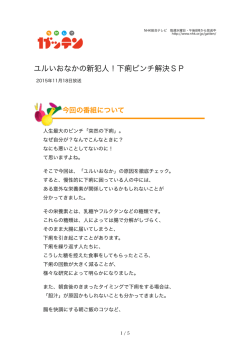 ユルいおなかの新犯人！下痢ピンチ解決SP
